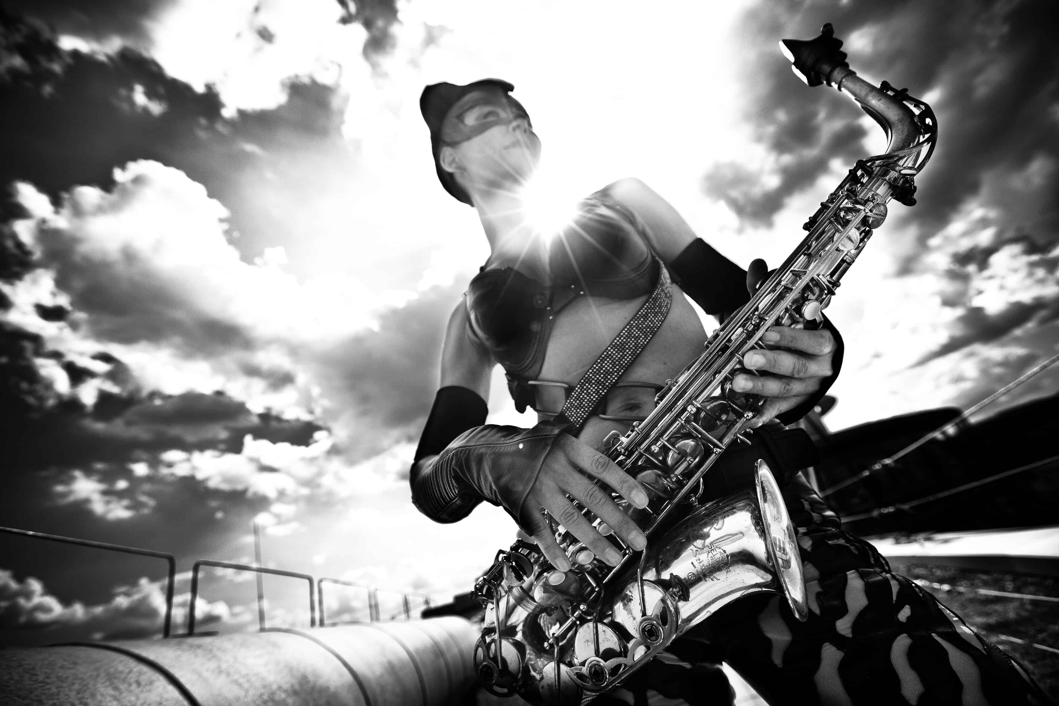 Verticalsaxophon Saxophonshow
